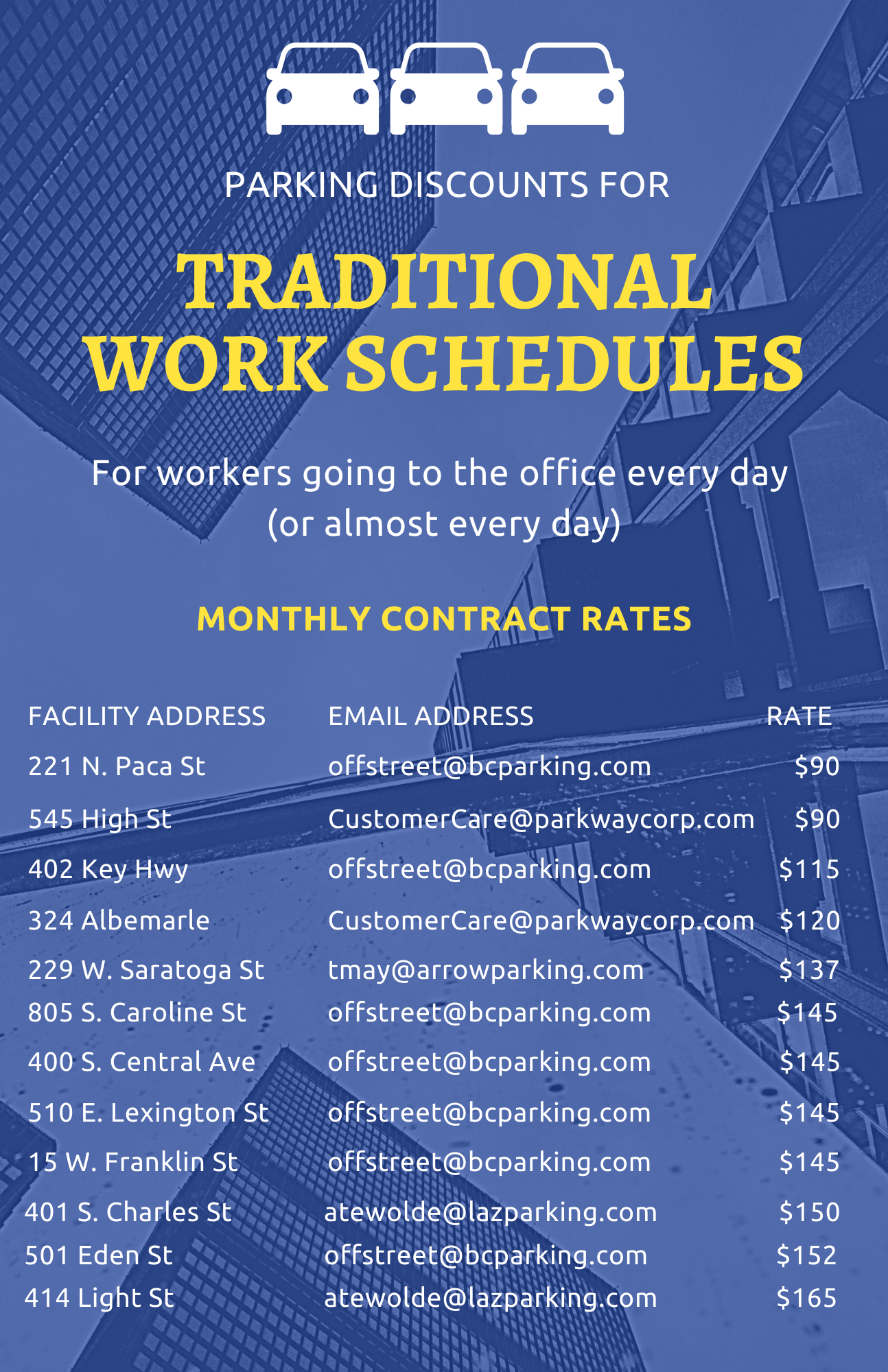 Traditional Work Schedule Discounts